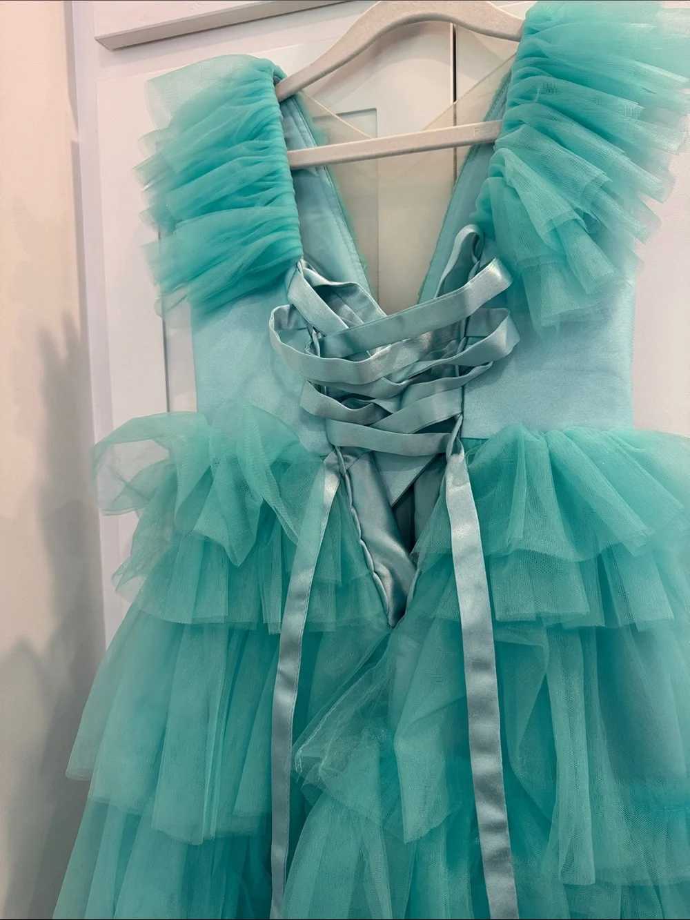 Girls Teal Layered Tulle Party Dress